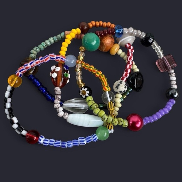 Boho Mixed Bead Bracelet Stack - 4pcs - Picture 1 of 7